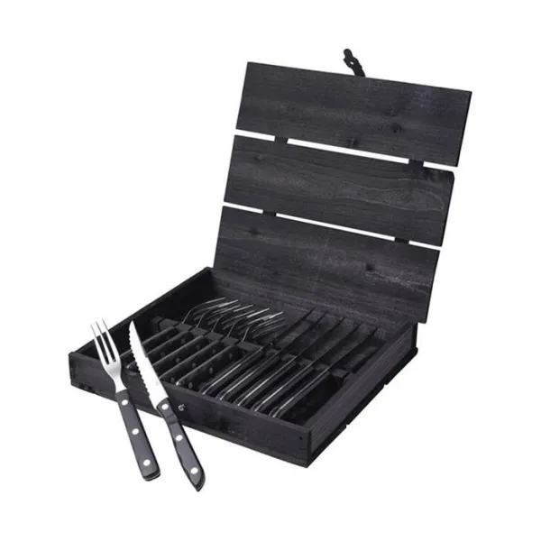 Gense Old Farmer Steak-/Grillbesteck 12-teilig - Schwarz/Edelstahl