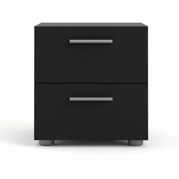 TVILUM Pepe Nachttisch mit 2 Schubladen - Schwarz Folie und Kunststoff (40x40,25)