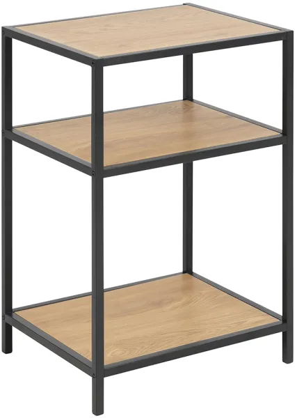 ACT NORDIC Seaford Nachttisch - natur/schwarz Eichenfurnier/Metall, mit 2 Regalen