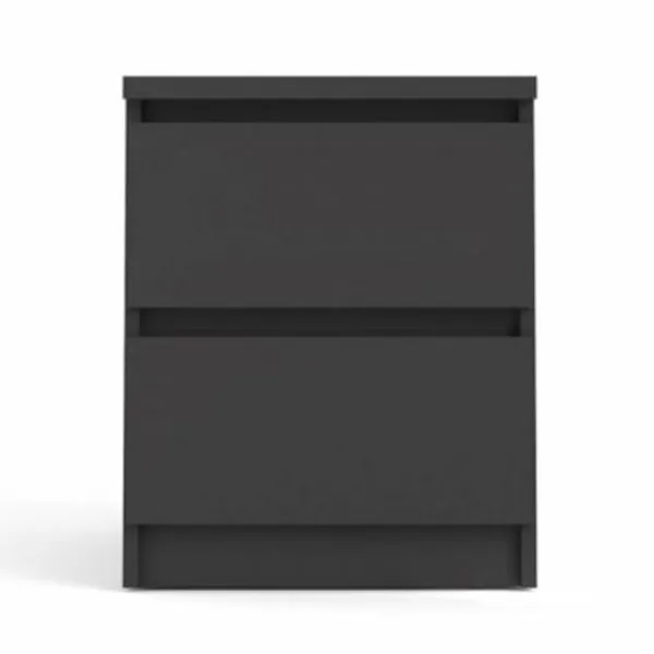 TVILUM Naia Nachttisch mit 2 Schubladen - schwarze Folie und Kunststoff (40,4x50)